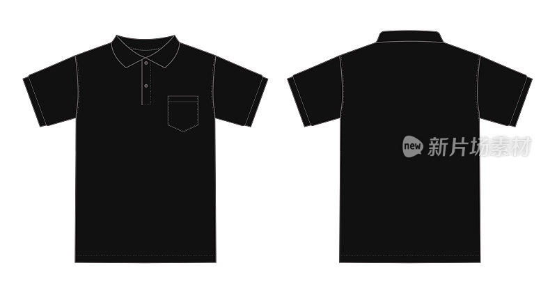 Polo shirt (golf shirt) template illustration ( front/ back ) / black